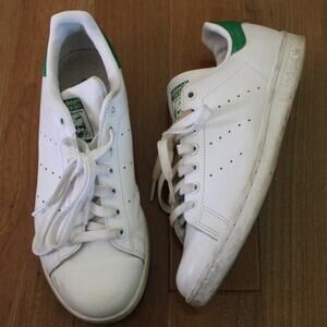 Adidas Originals Stan Smith Lace Up Sneakers White‎ Leather Green M8 W9.5